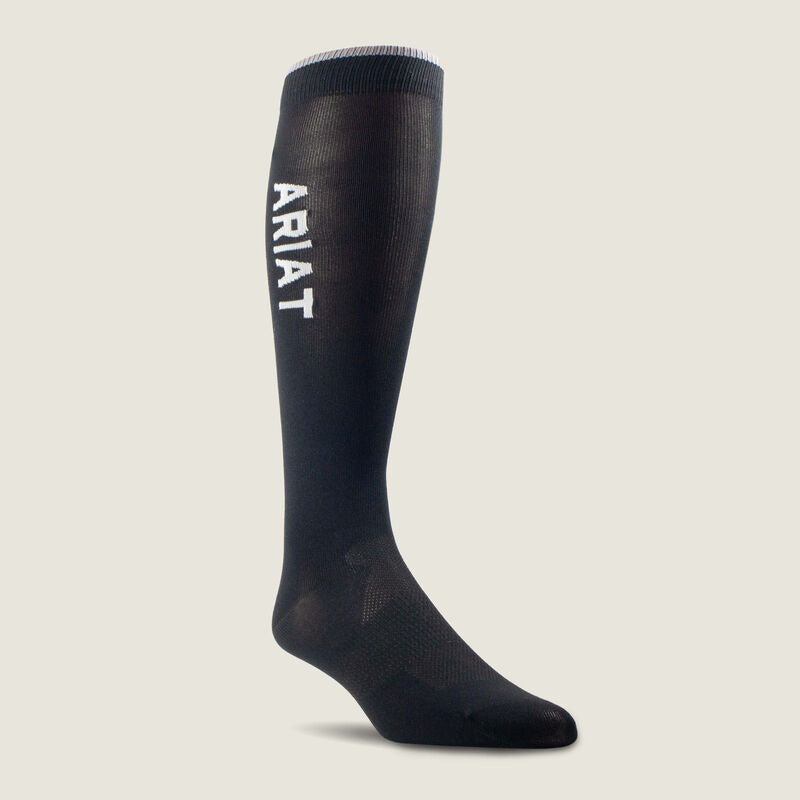 Ariat AriatTEK Essential Performance Sock 2 Pair Multi Colour Pack in Black Zinc, black sock side view