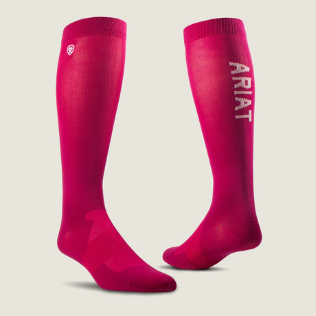 Ariat AriatTEK Essential Performance Sock in Burgundy, front view