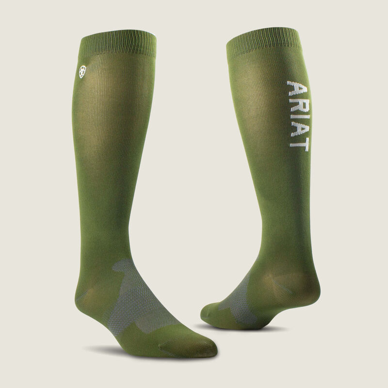 Ariat AriatTEK Essential Performance Sock in Olive, front view