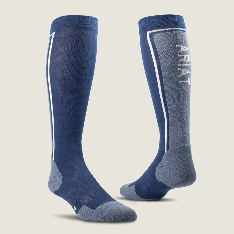 Ariat AriatTEK Winter Slimline Sock in Blue / Navy, front view