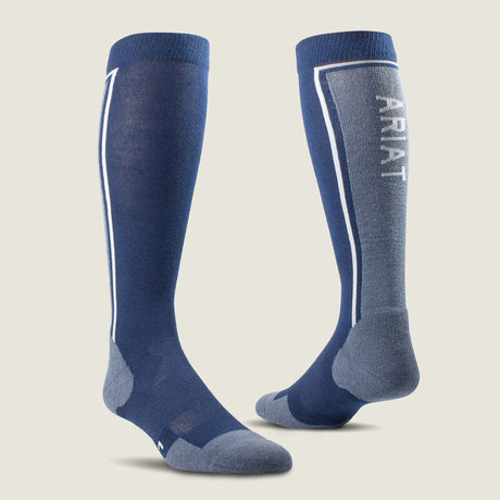 Ariat AriatTEK Winter Slimline Sock in Blue / Navy, front view