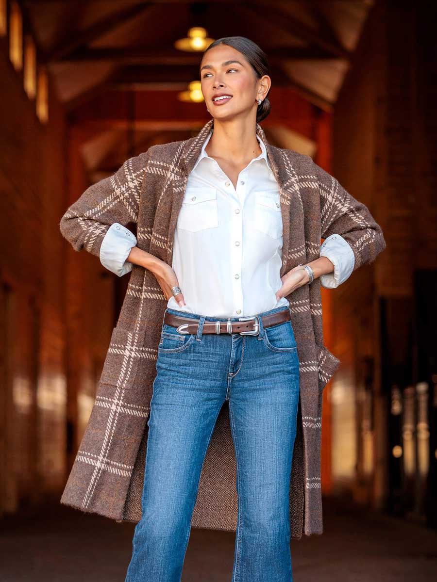 ARIAT Ballston Wool Cardigan - Women's - Sorrel Horse Plaid