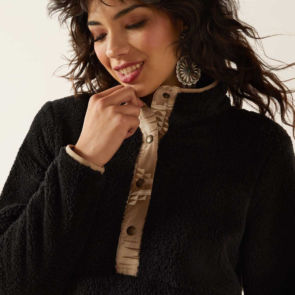 ARIAT Berber Snap Front Sweatshirt - Womens - Black