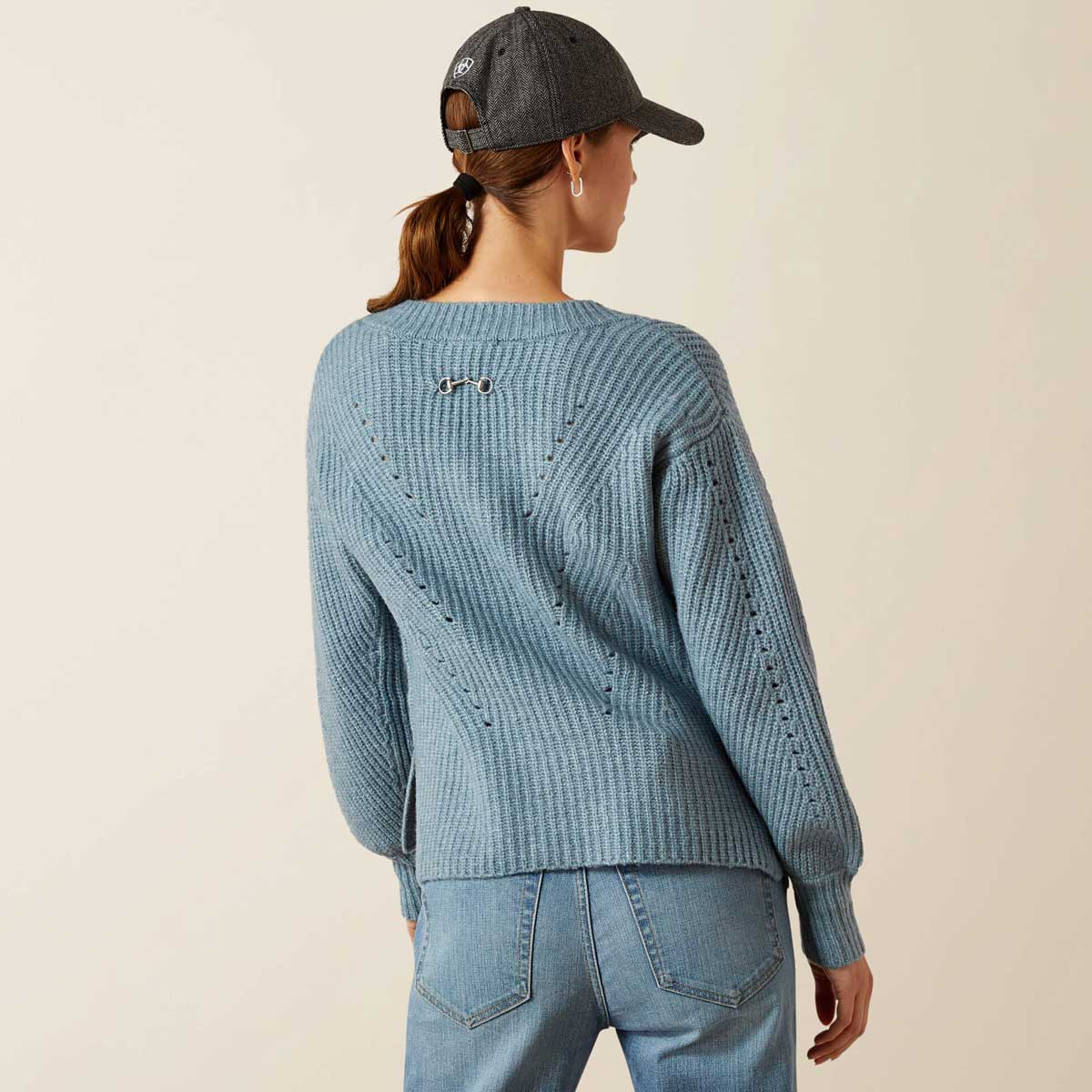 ARIAT Blaydon V-Neck Sweater - Womens - Spring Lake Heather