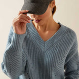 ARIAT Blaydon V-Neck Sweater - Womens - Spring Lake Heather