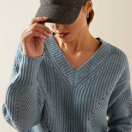 ARIAT Blaydon V-Neck Sweater - Womens - Spring Lake Heather