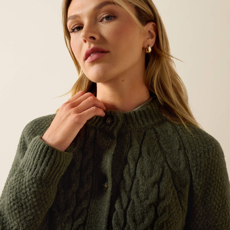 Ariat Brackenwood Sweater in Thyme, detail view 1