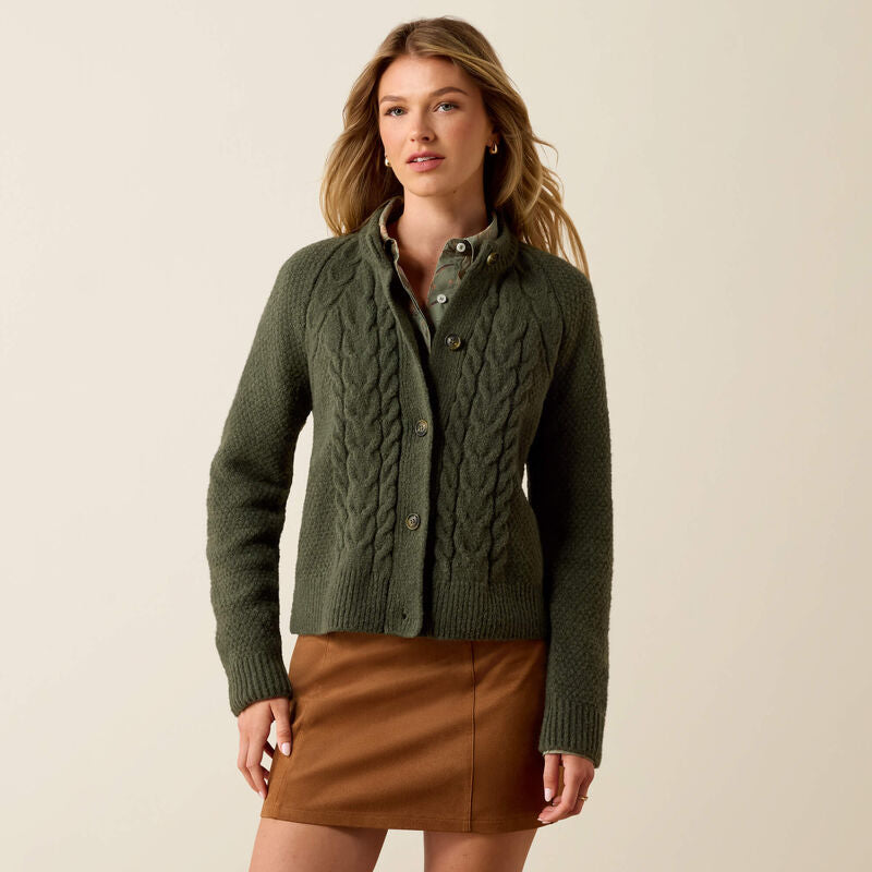 Ariat Brackenwood Sweater in Thyme, front view