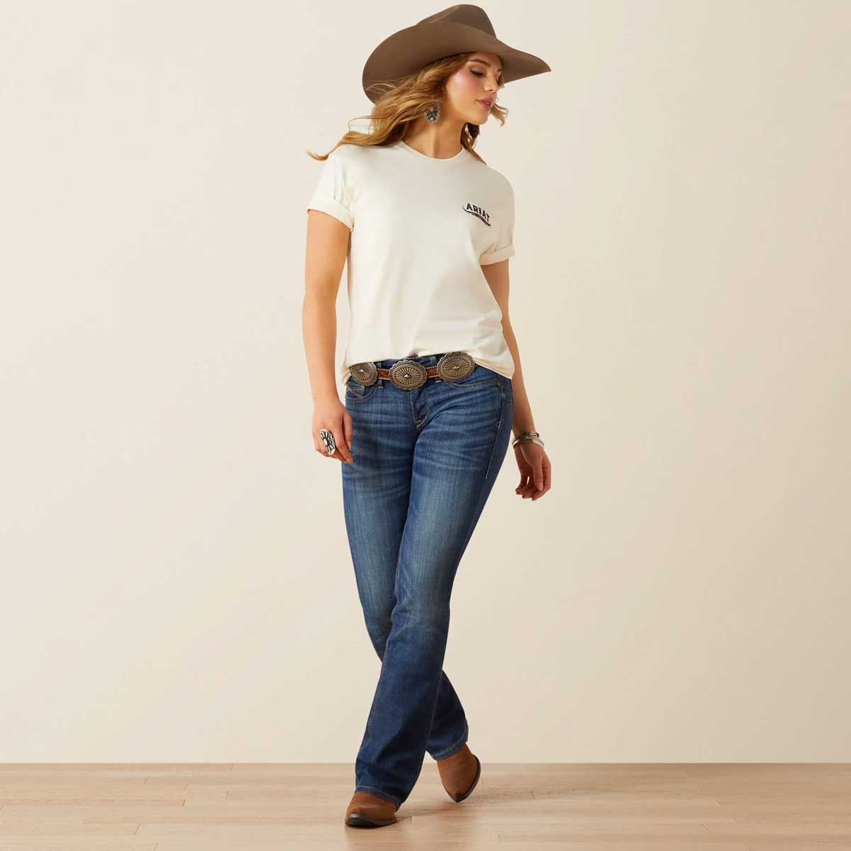 ARIAT Bull Horns T-Shirt - Womens - Natural