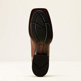 Ariat Canyon Point Wide Square Toe Western Boot in Desert Sand / Heart Throb Red, sole and tread view