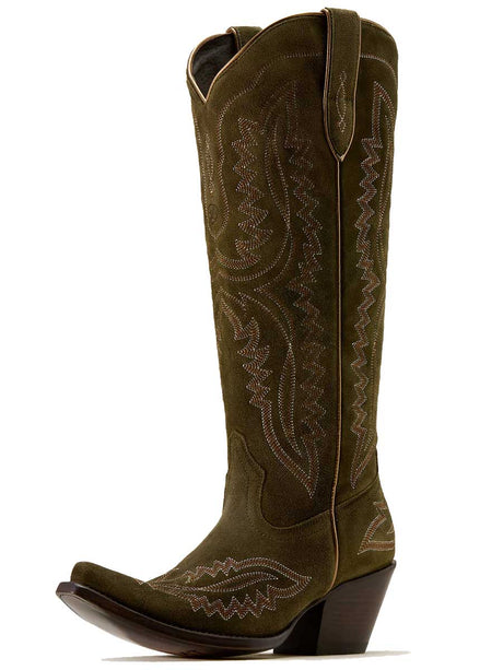 ARIAT Casanova X Toe Western Boots - Womens Cowgirl - Soft Olive Suede