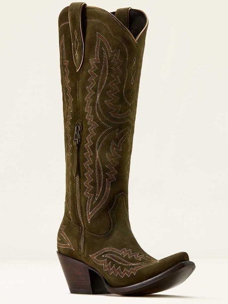 ARIAT Casanova X Toe Western Boots - Womens Cowgirl - Soft Olive Suede
