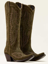 ARIAT Casanova X Toe Western Boots - Womens Cowgirl - Soft Olive Suede