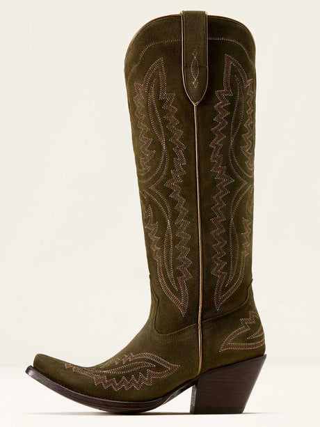 ARIAT Casanova X Toe Western Boots - Womens Cowgirl - Soft Olive Suede