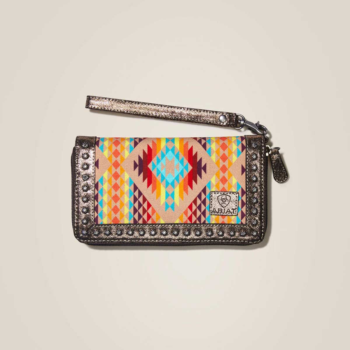 ARIAT Clutch Diamond Stripe Wallet - Womens - Brown
