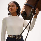 Ariat Coney Sweater in Antique White, lifestyle view