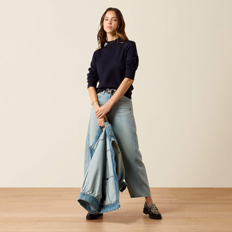 Ariat Coney Sweater in Show Navy, full outfit view
