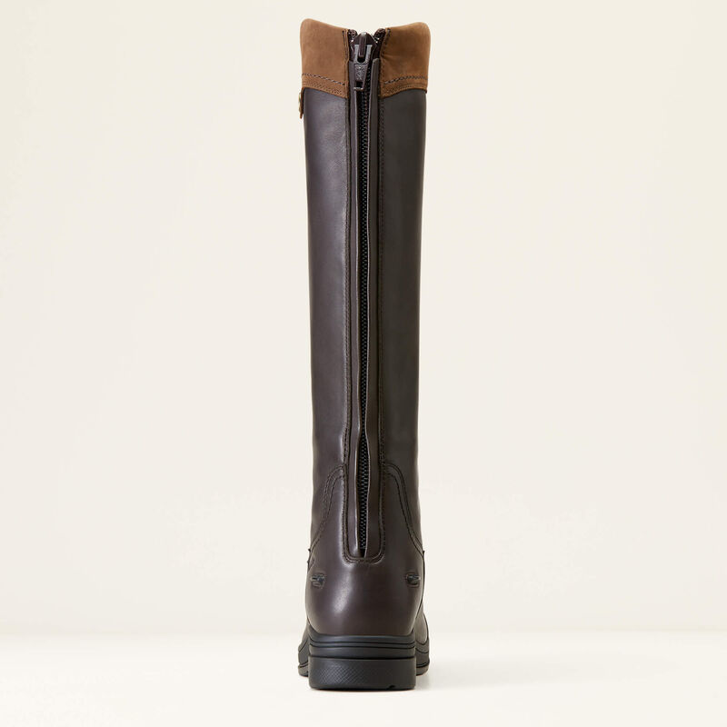 Ariat Coniston Max waterproof insulated women's boots in Ebony Brown, rear view with YKK zip
