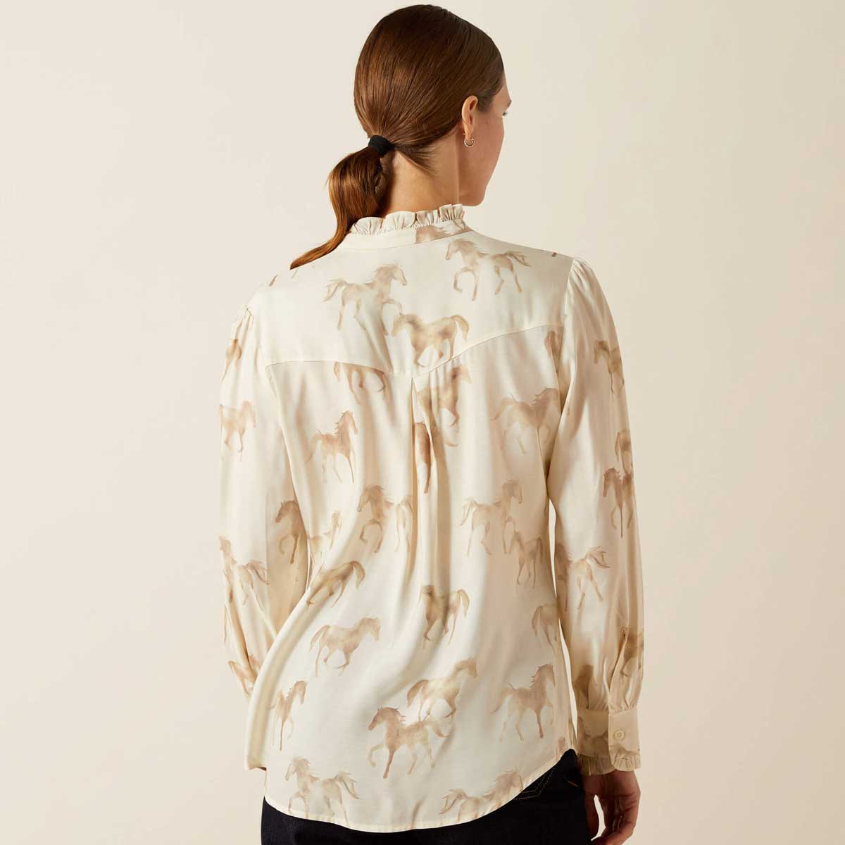 ARIAT Cricklade Lightweight Silky Blouse - Womens - Watercolour Horse Print