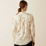 ARIAT Cricklade Lightweight Silky Blouse - Womens - Watercolour Horse Print