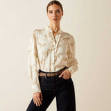 ARIAT Cricklade Lightweight Silky Blouse - Womens - Watercolour Horse Print
