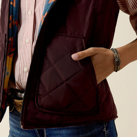 ARIAT Dilon 2.0 Reversible Insulated Gilet - Womens - Chocolate Plum/ Lakeside South West