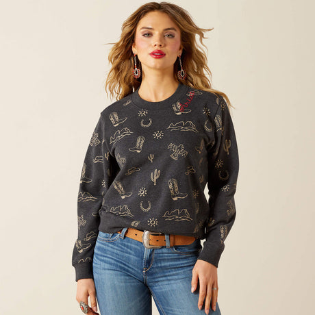 ARIAT Essential Crew Sweatshirt - Womens - Black Heather