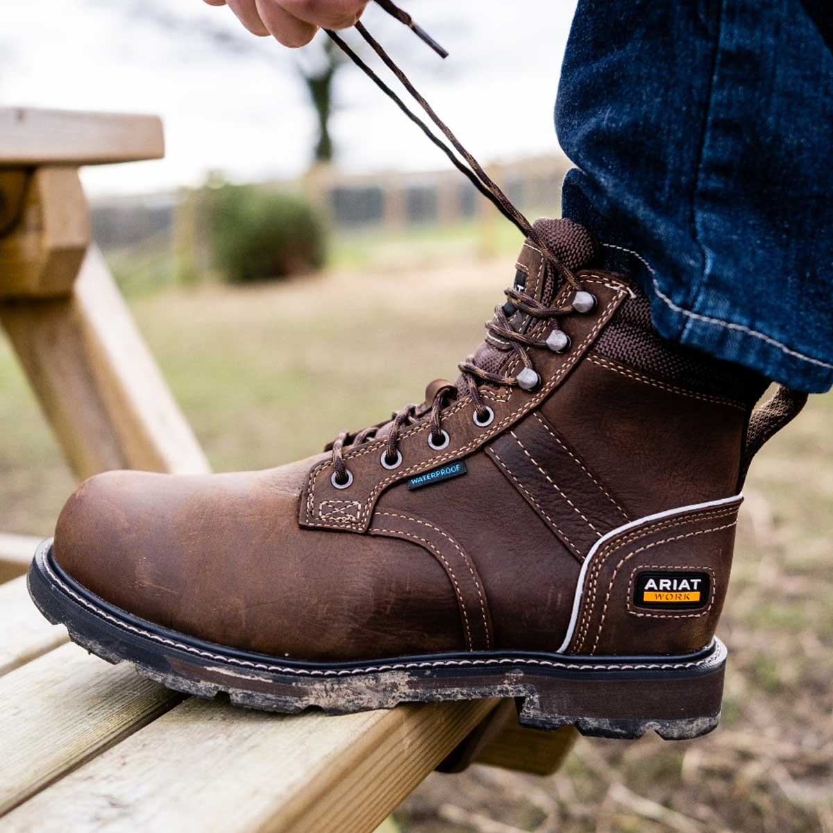 Anode Global Men's Steel Toe Work Boots – Leather Lace-Up, EEE Wide Fit, Safety Shoes