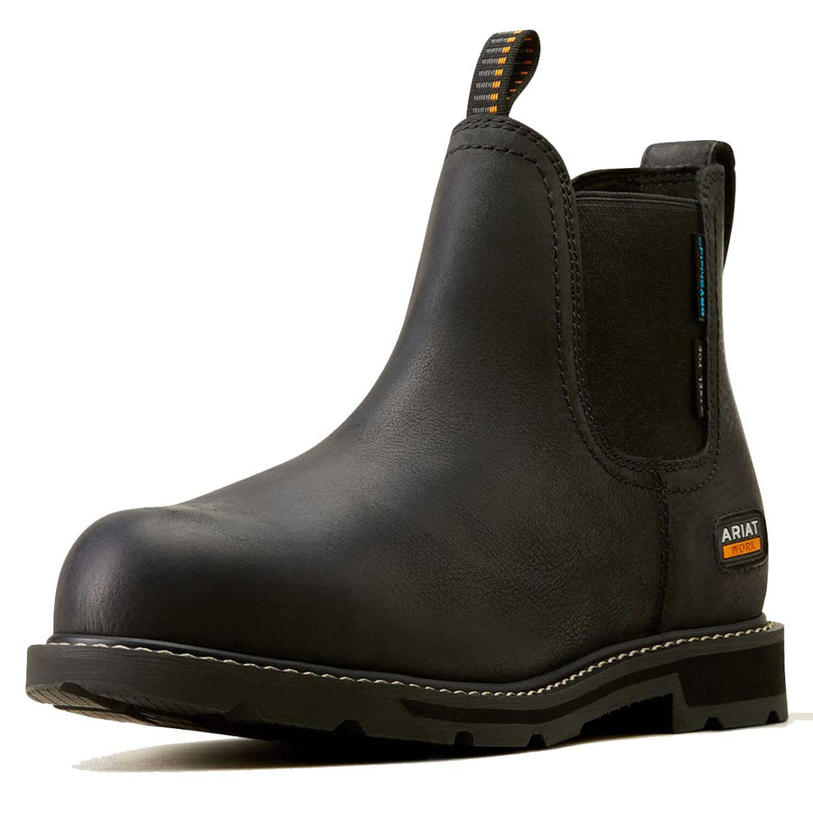 ARIAT Groundbreaker Chelsea Work Boots Mens H2O Steel Toe Cap Black UK  (EU 41)