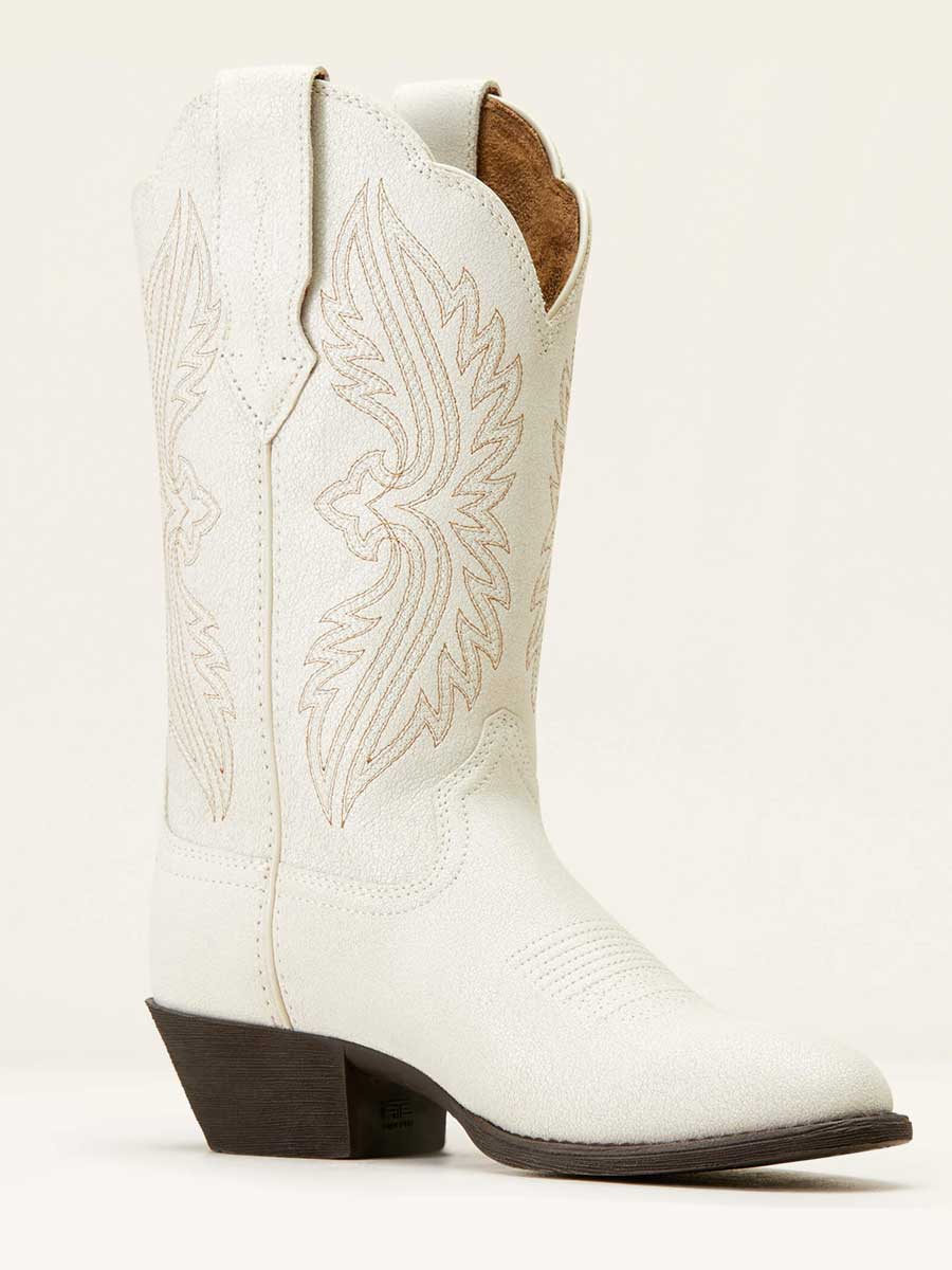 ARIAT Heritage R Toe StretchFit Western Boots - Womens Cowgirl - Distressed Ivory
