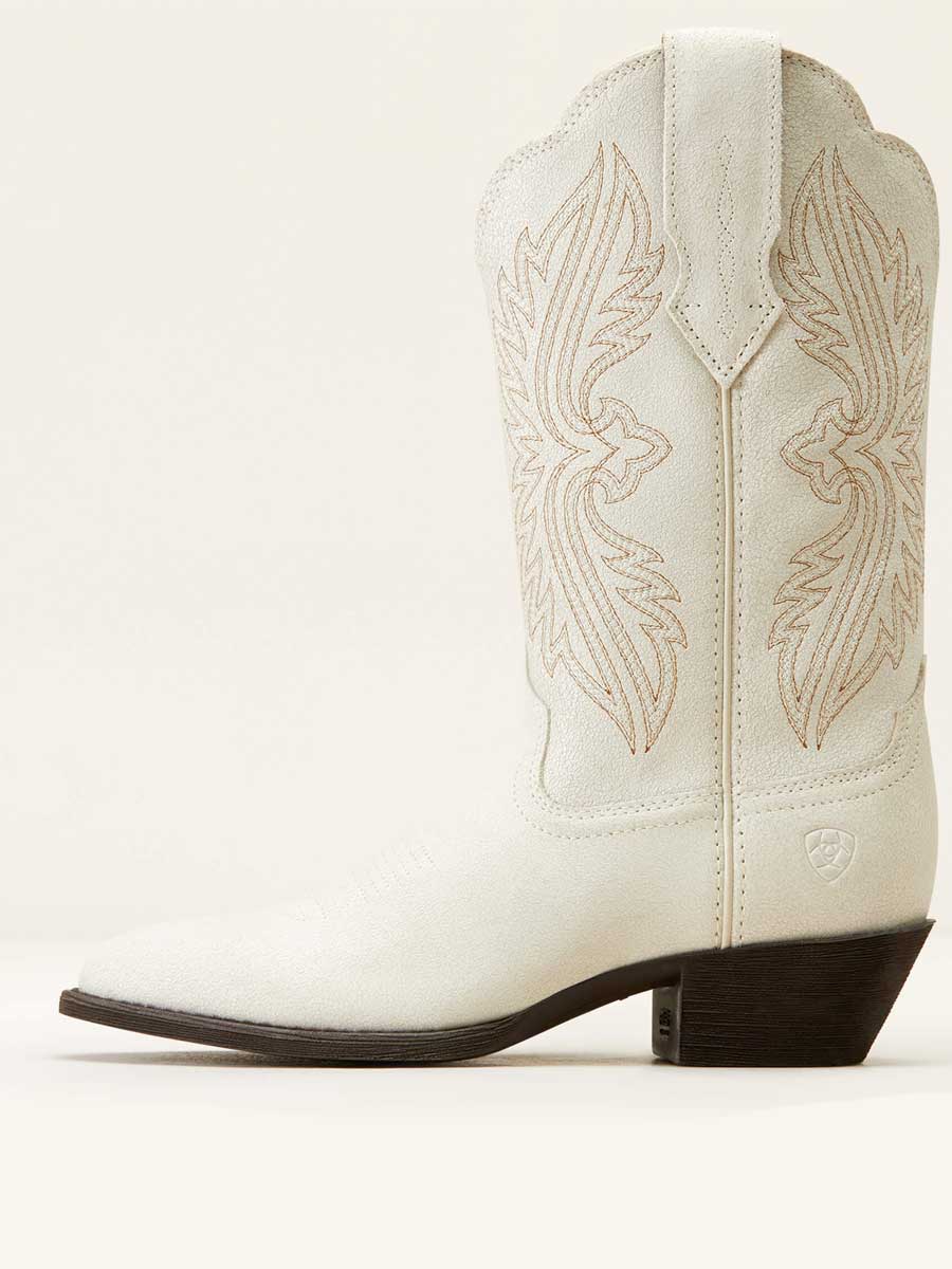 ARIAT Heritage R Toe StretchFit Western Boots - Womens Cowgirl - Distressed Ivory