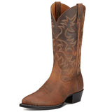 ARIAT Heritage R Toe Western Cowboy Boots - Mens - Distressed Brown