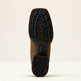 Ariat Hybrid Ranchwork Wide Square Toe Western Boot in Backwoods Brown / Berry Spice, sole and tread view