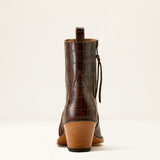 Ariat Jade X Toe Western Boot in Luxe Espresso Croc Print, rear heel view