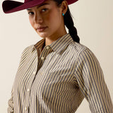Ariat Kirby Stretch Western Shirt in Chocolate Plum Stripe, detail view 1