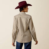 Ariat Kirby Stretch Western Shirt in Chocolate Plum Stripe, back view