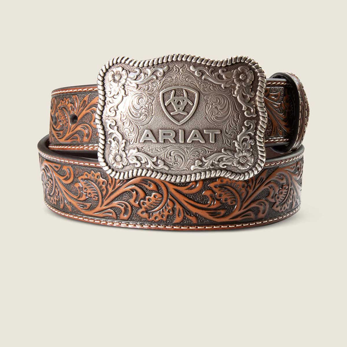 ARIAT Leather Cow Buckle Belt - Mens - Brown