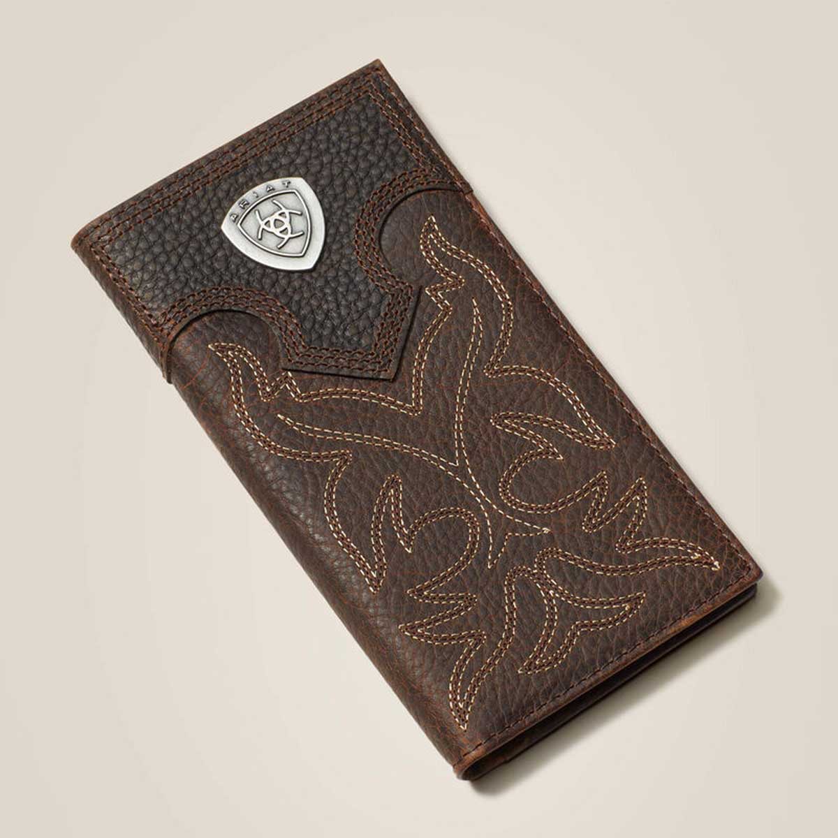 ARIAT Logo Boot Stitch Rodeo Wallet - Brown