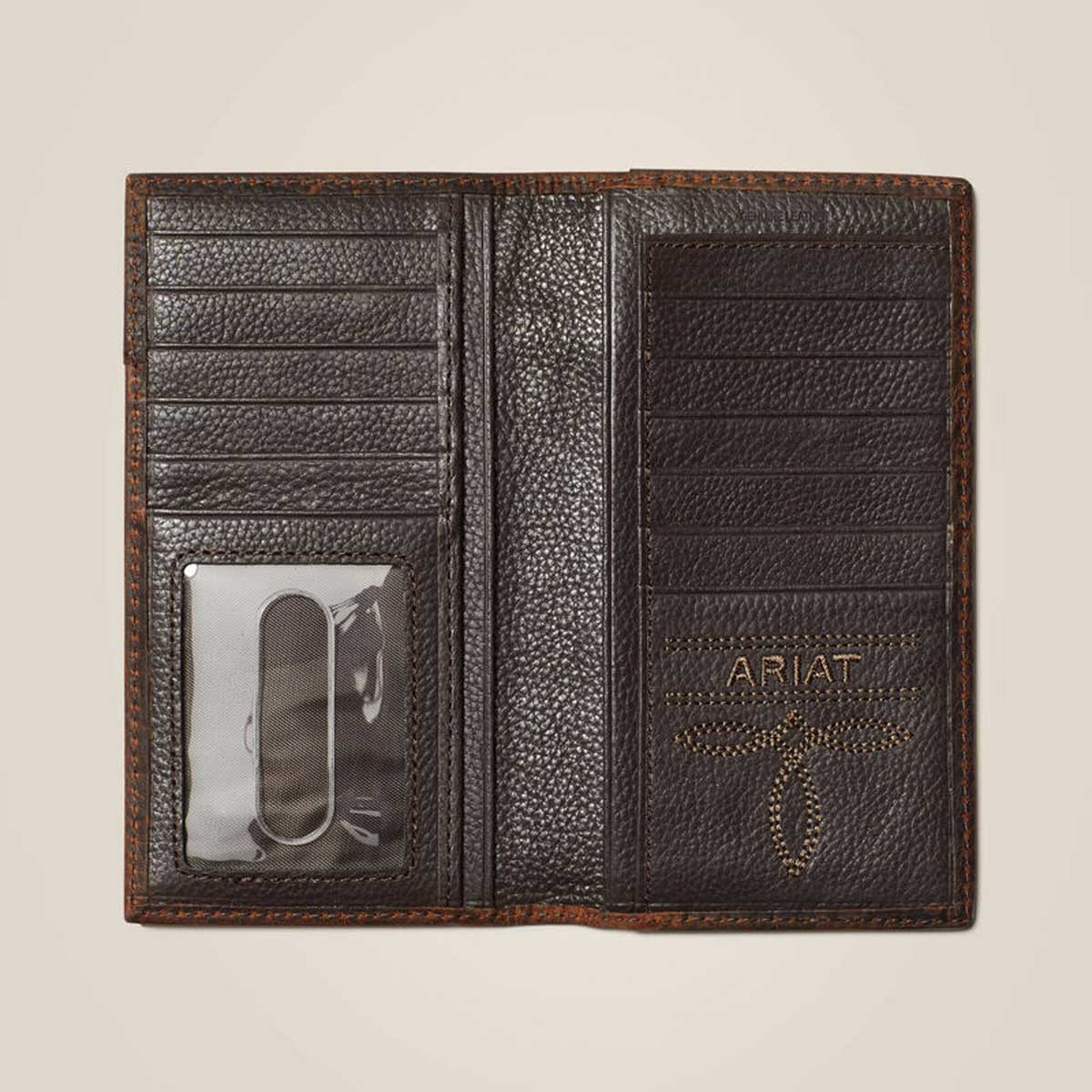 ARIAT Logo Boot Stitch Rodeo Wallet - Brown