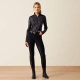 Ariat Lunaveil 1/2 Zip Baselayer in Black French Link Print, full outfit view