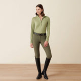 Ariat Lunaveil 1/2 Zip Baselayer in Oil Green, full outfit view