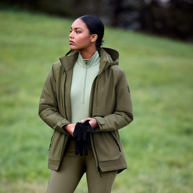 Ariat Lunaveil 1/2 Zip Baselayer in Oil Green, lifestyle view