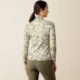 Ariat Lunaveil 1/2 Zip Baselayer in Olive Coincide Print, back view
