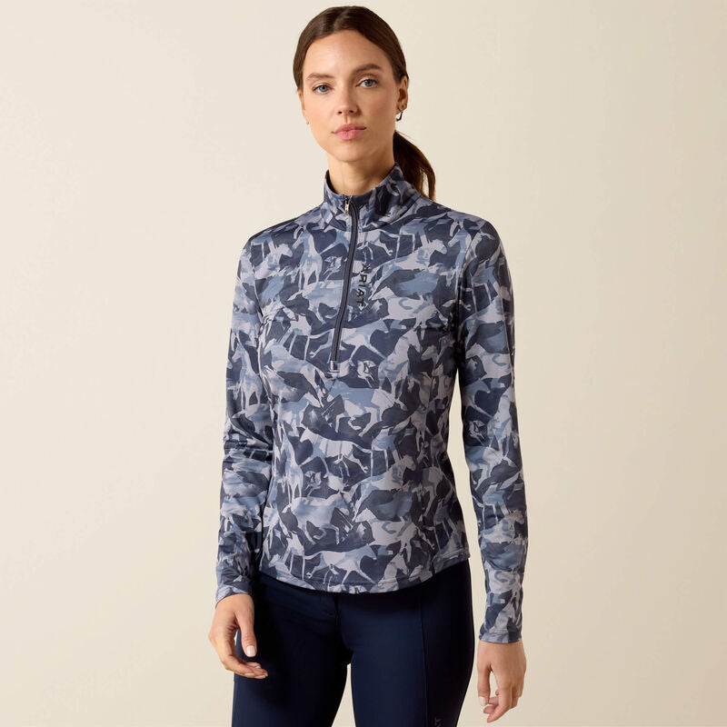 Ariat Lunaveil 1/2 Zip Baselayer in Polar Coincide Print, detail view 1