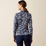 Ariat Lunaveil 1/2 Zip Baselayer in Polar Coincide Print, back view