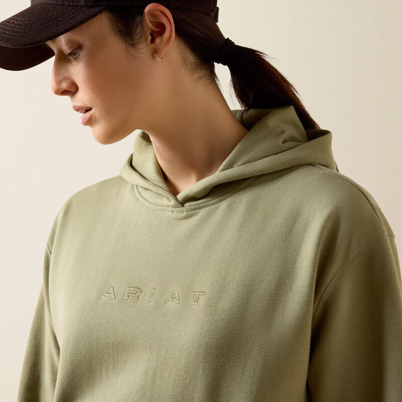 Ariat Martine Hood Sweatshirt in Oil Green, detail view 1