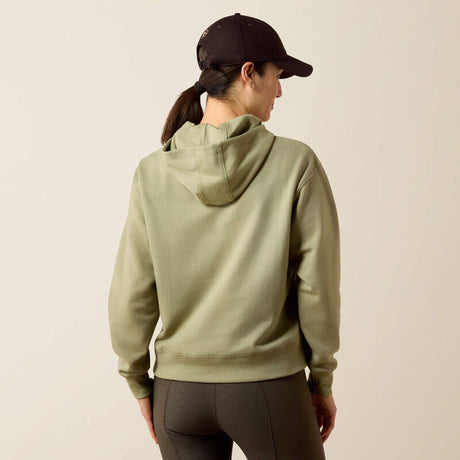 Ariat Martine Hood Sweatshirt in Oil Green, back view