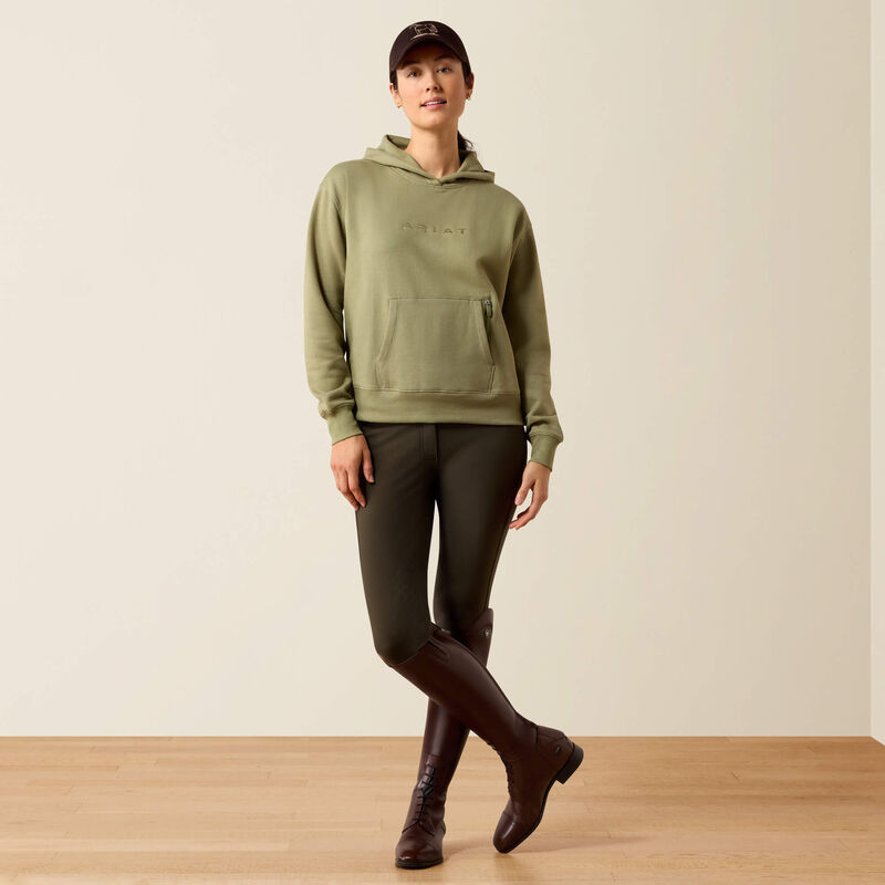 Ariat Martine Hood Sweatshirt in Oil Green, full outfit view