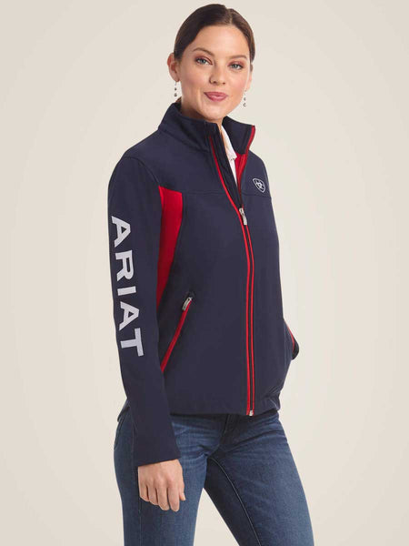 ARIAT New Team Softshell Jacket Womens Navy Red XS (UK 6)