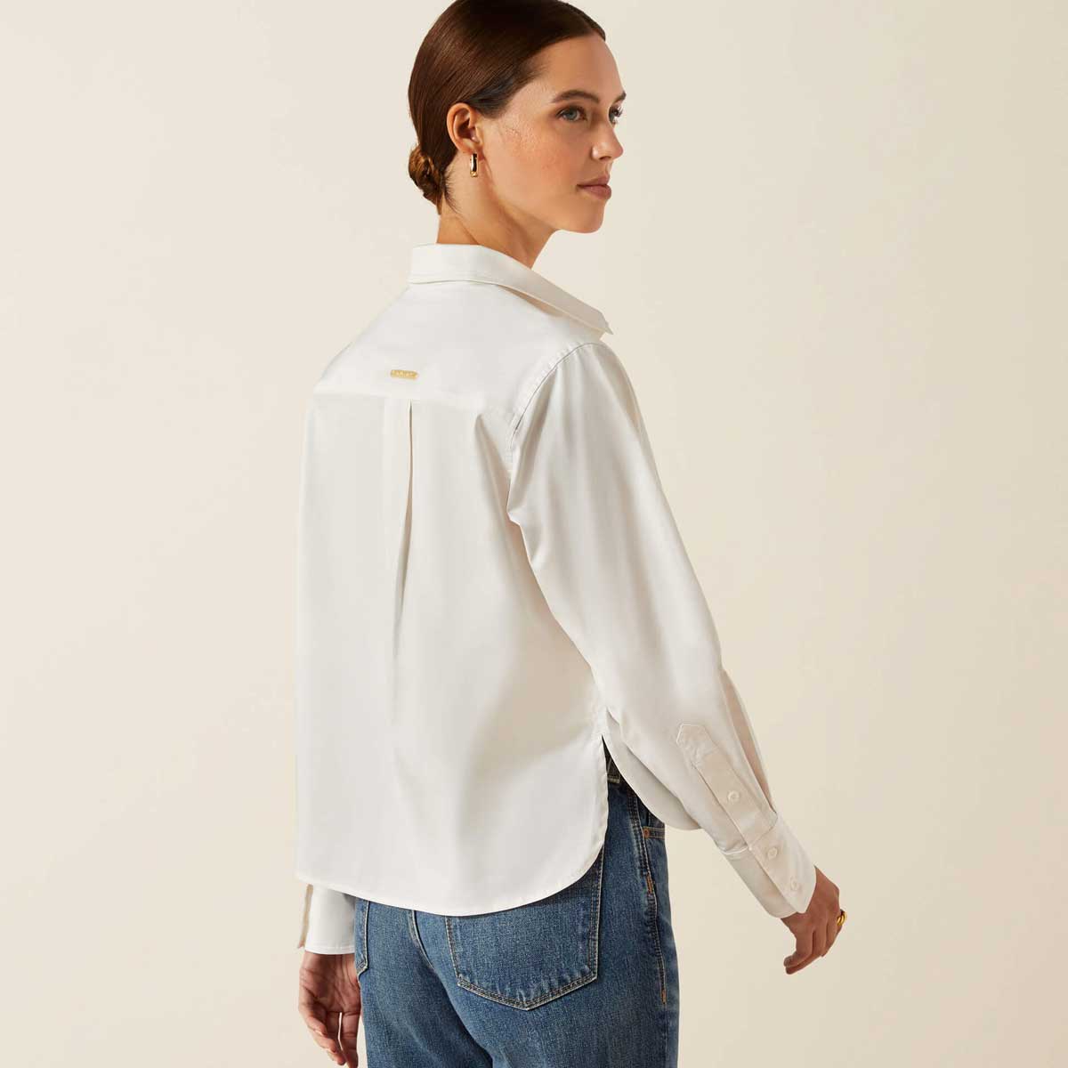 ARIAT Osney Plain Cotton Shirt - Womens - White Alyssum